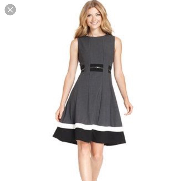 calvin klein colorblock fit and flare dress